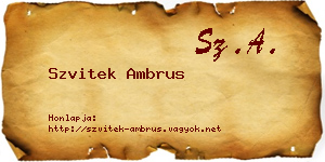 Szvitek Ambrus névjegykártya